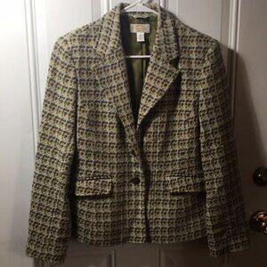Talbots tweed look 3 button blazer made of imported Italian fabric size 8/10